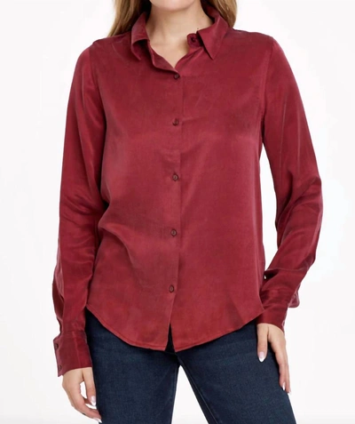 Dear John Denim Birdie Button Front Shirt In Fall Sangria In Red