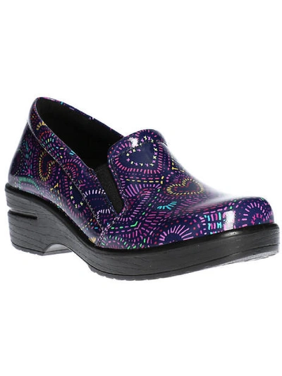 Easy Works By Easy Street Leeza Womens Patent Slip On Clogs In Purple