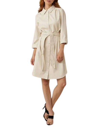 Joseph Ribkoff Leatherette Shirt Dress In Ecru In White