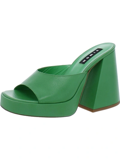 Simon Miller Stopper Womens Leather Block Heel Slide Sandals In Green
