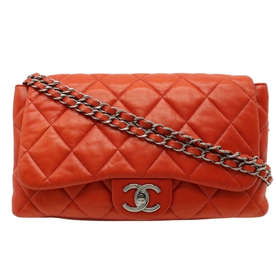 Pre-owned Chanel Matelassé Leather Shoulder Bag () In Orange