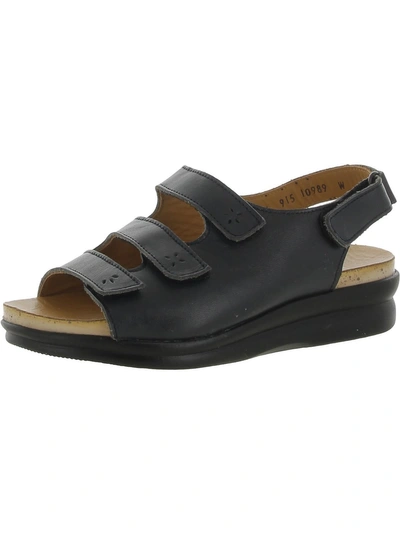 Barefoot Freedom Bonita Womens Leather Peep-toe Slingback Sandals In Black