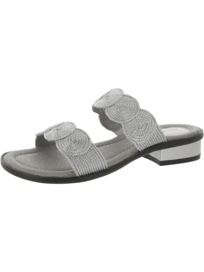 David Tate Honey Womens Slip-on Casual Slide Sandals In Silver