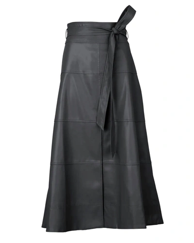 Tanya Taylor Hudson Skirt In Black Leather In Grey