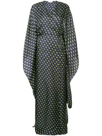 Vionnet Printed Maxi Wrap Dress In Blue