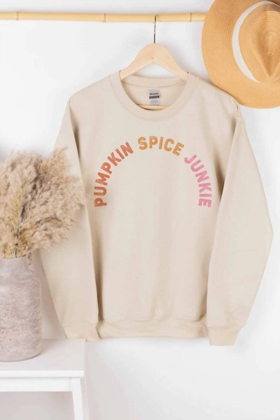 Wknder Pumpkin Spice Junkie Sweatshirt In Cream In Beige