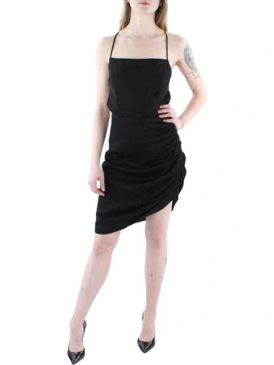 Bardot Womens Open Back Ruching Halter Dress In Black