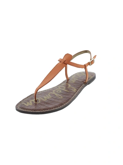 Sam Edelman Gigi Womens Leather T-strap Thong Sandals In Brown