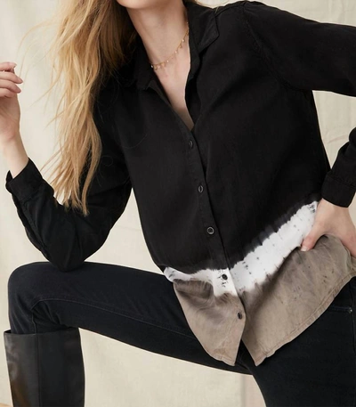 Bella Dahl Button Down Shirt In Black Concrete Stripe Dye