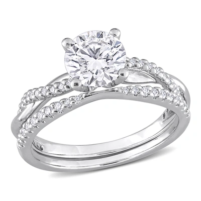 Mimi & Max 1 1/2ct Dew Created Moissanite Crossover Engagement Ring In Sterling Silver