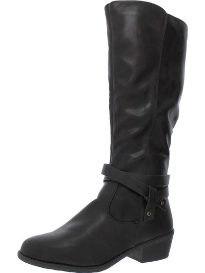 Easy Street Womens Faux Leather Riding Knee-high Boots In Black