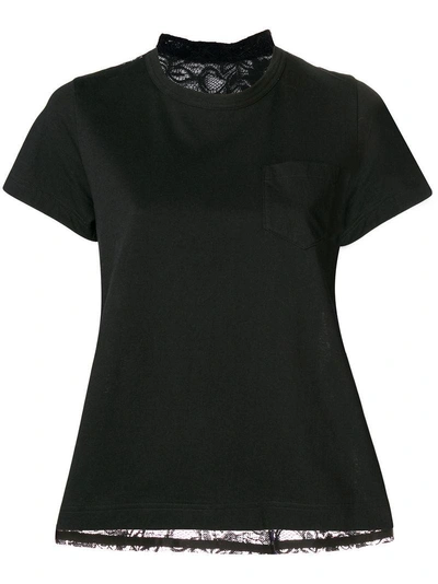 Sacai Lace Back T-shirt In Black