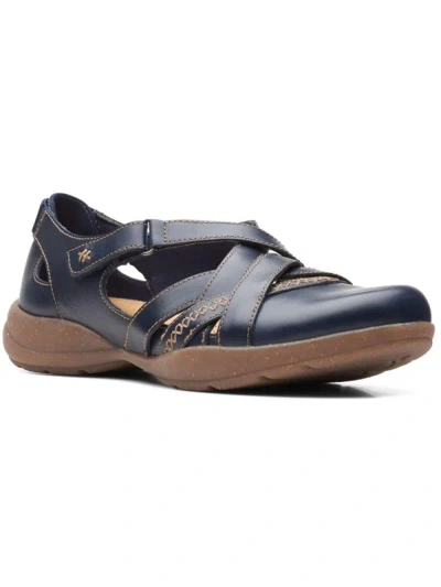 Clarks Roseville Step Womens Leather Strappy Slip-on Sneakers In Blue