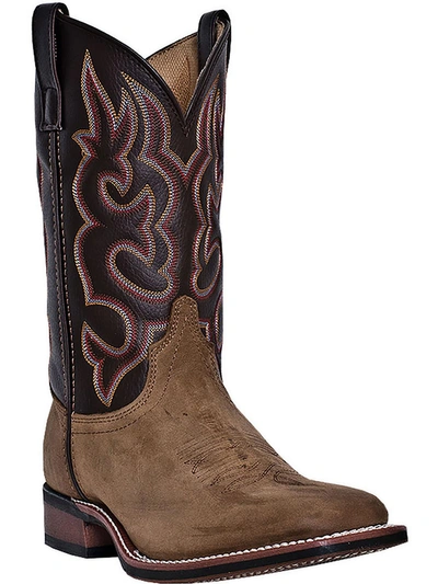 Laredo Lodi Mens Leather Square Toe Cowboy, Western Boots In Brown