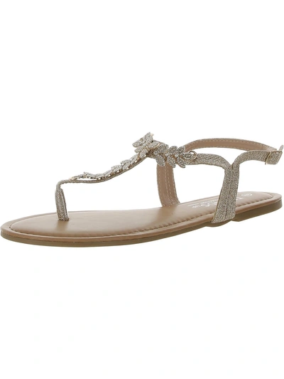 Trendsup Collection Leaf Womens Embellished Ankle Strap Thong Sandals In Grey