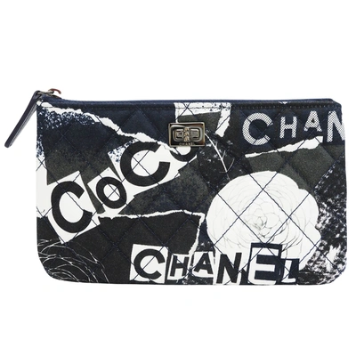 Pre-owned Chanel 2.55 Canvas Clutch Bag () In Black
