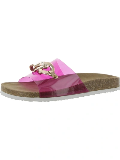 Yoki Womens Chain Slip On Slide Sandals In Pink