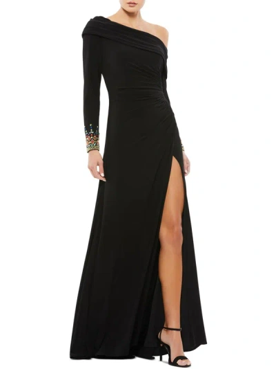 Mac Duggal Womens Embellished Long Evening Dress In Black