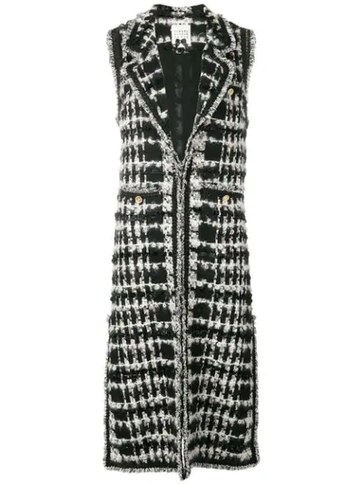 Edward Achour Paris Sleeveless Tweed Coat In Black