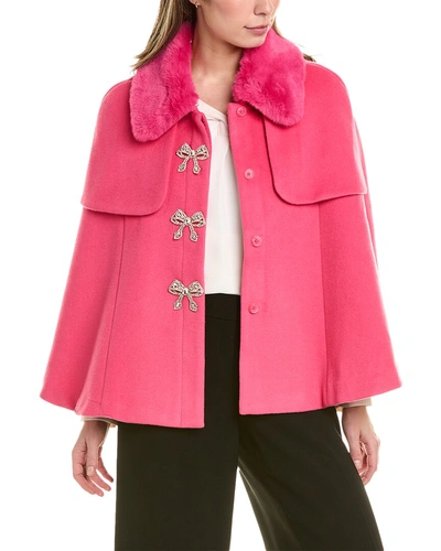 Flora Bea Nyc Aly Wool-blend Cape In Pink