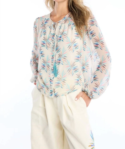 Allison New York Theadora Blouse In Tropical Leaf In Beige