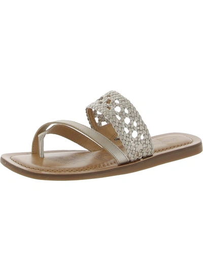 Lucky Brand Beckery Womens Open Toe Slip On Thong Sandals In Silver