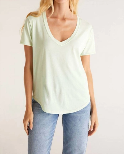 Z Supply Organic Cotton V-neck Tee In Whisper Mint In Yellow