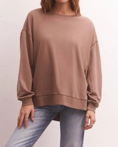 Z Supply Modern Weekender Sweater In Milkshake In Brown