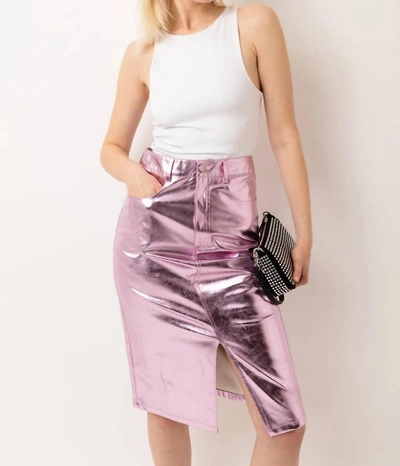 Amylynn Lupe Metallic Pencil Skirt In Pink In Purple