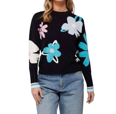 Brodie Cashmere Wispr Abstract Floral Crew In Ship Ahoy In Black