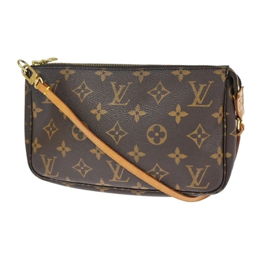 Pre-owned Louis Vuitton Pochette Accessoires Canvas Clutch Bag () In Brown