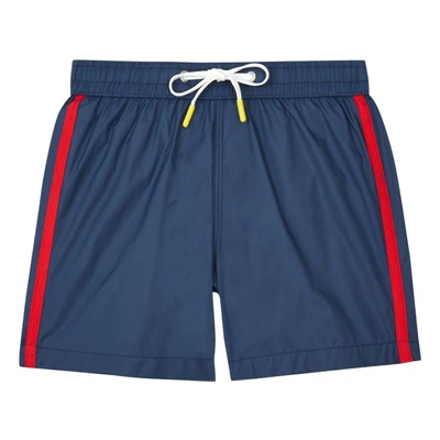 Hartford Swim Trunks In Navy Blue/red Stripe