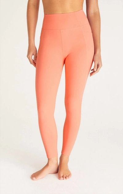 Z Supply Women's All Day 7/8 Pocket Legging In Bright Melon In Pink