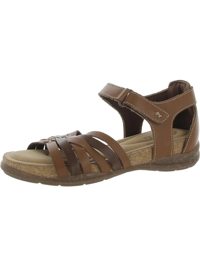 Clarks Roseville Cove Womens Leather Flat Strappy Sandals In Brown