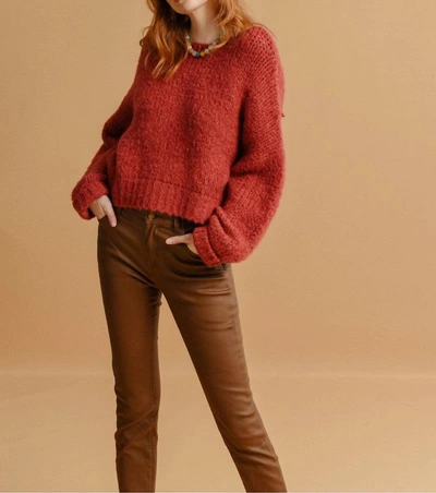 Molly Bracken Casual Knitted Sweater In Terra Cotta. In Brown
