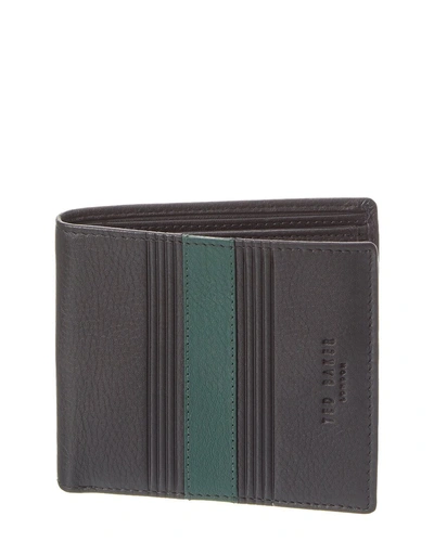 Ted Baker Evon Striped Leather Bifold Wallet In Brown