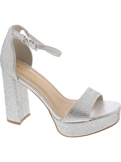 Bebe Shayla Womens Faux Suede Rhinestone Platform Heels In Multi