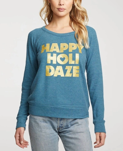 Chaser Happy Holidaze Pullover In Flora In Blue