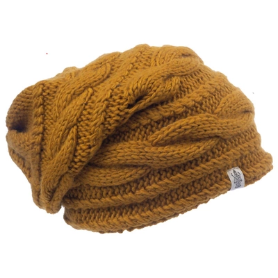 Nirvanna Designs Triple Braid Cable Slouch Hat In Honey In Brown