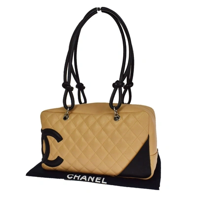 Pre-owned Chanel Cambon Leather Shoulder Bag () In Beige