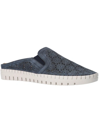 Easy Street Adore Womens Laser Cut Perforated Mules In Blue