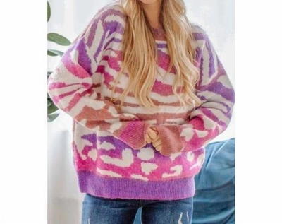 And The Why Colorful Stripped Pull Over In Purple In Brown