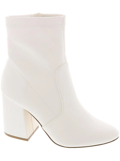 Madden Girl Swiftt Womens Faux Leather Ankle Booties In White