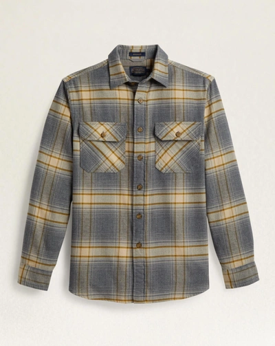 Pendleton Burnside Flannel Shirt In Tan/oxford/olive Plaid In Grey