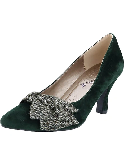 Bellini Charm Plaid Womens Faux Suede Pointed Toe Dress Heels In Green