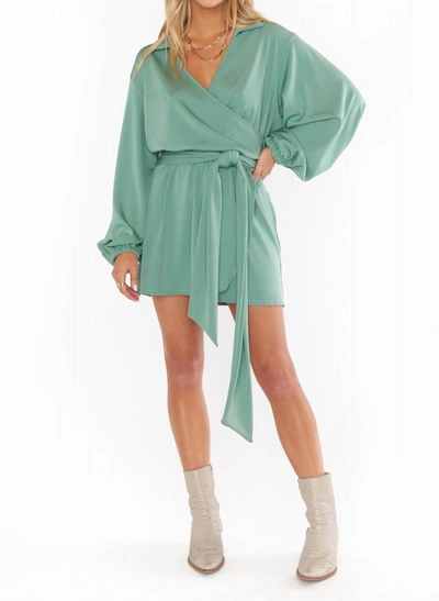 Show Me Your Mumu Chloe Collared Dress In Sage Green In Blue