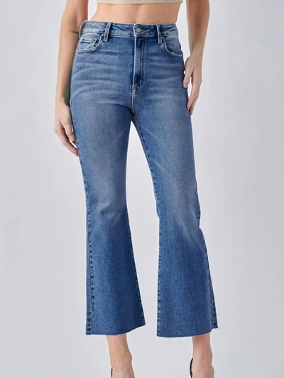 Hidden Happi Hr Cropped Flare Jean In Perfect Wash In Blue