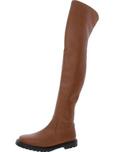 Staud Womens Faux Leather Lug Sole Over-the-knee Boots In Brown