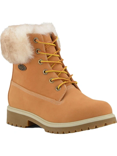 Lugz Convoy Fur Womens Faux Fur Lined Cold Weather Combat & Lace-up Boots In Brown