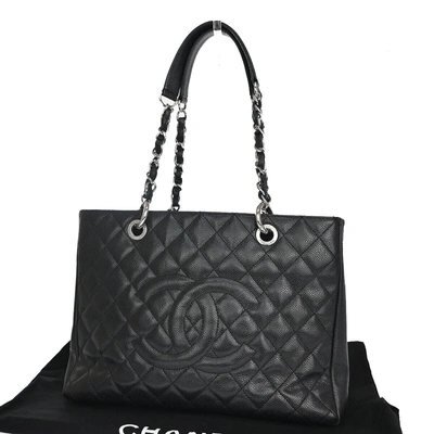 Pre-owned Chanel Gst (grand Shopping Tote) Leather Shoulder Bag () In Black